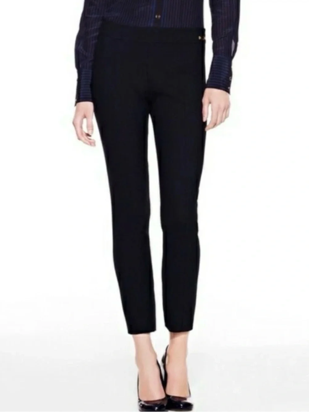 TORY BURCH Azalea Black Slim Ankle Pants Wool blend